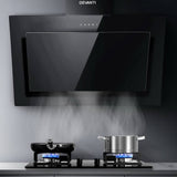 darrahopens Appliances > Kitchen Appliances DEVANTI Rangehood 900mm Black Angled Side Draft Range Hood Canopy Glass 90cm