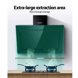 darrahopens Appliances > Kitchen Appliances DEVANTI Rangehood 900mm Black Angled Side Draft Range Hood Canopy Glass 90cm