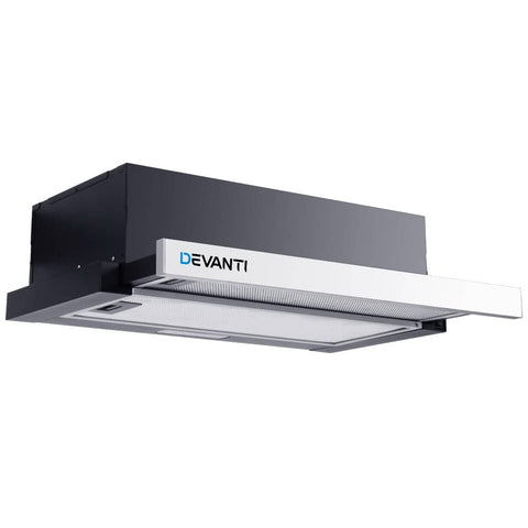 darrahopens Appliances > Kitchen Appliances Devanti Rangehood Range Hood Stainless Steel Slide Out Kitchen Canopy 60cm 600mm Black