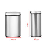 Darrahopens Appliances > Kitchen Appliances Devanti Sensor Bin Motion Rubbish Stainless Trash Can Automatic Touch Free Bins