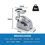 darrahopens Appliances > Kitchen Appliances EuroChef 2800W Electric Meat Grinder Mincer Sausage Filler Kibbe Maker