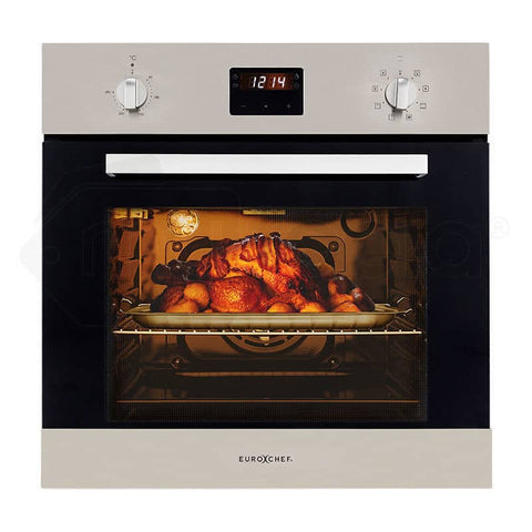 Darrahopens Appliances > Kitchen Appliances EuroChef 60cm Stainless Electric Wall Oven 8 Function Built-in Fan Forced Grill Touch Control