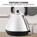 Darrahopens Appliances > Kitchen Appliances Pronti 1.7l Rose Trim Collection Kettle - White