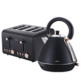 Darrahopens Appliances > Kitchen Appliances Pronti Rose Trim Collection Toaster & Kettle Bundle - Black