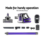 darrahopens Appliances > Vacuum Cleaners Devanti 150 Cordless Handheld Stick Vacuum Cleaner 2 Speed   Purple And Grey