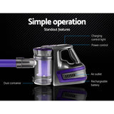 darrahopens Appliances > Vacuum Cleaners Devanti 150 Cordless Handheld Stick Vacuum Cleaner 2 Speed   Purple And Grey