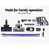 darrahopens Appliances > Vacuum Cleaners Devanti 150W Stick Handstick Handheld Cordless Vacuum Cleaner 2-Speed with Headlight Purple