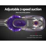 darrahopens Appliances > Vacuum Cleaners Devanti 150W Stick Handstick Handheld Cordless Vacuum Cleaner 2-Speed with Headlight Purple