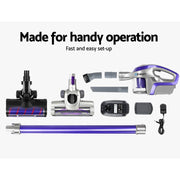 darrahopens Appliances > Vacuum Cleaners Devanti Cordless 150W Handstick Vacuum Cleaner - Purple and Grey