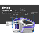 darrahopens Appliances > Vacuum Cleaners Devanti Cordless 150W Handstick Vacuum Cleaner - Purple and Grey