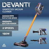 darrahopens Appliances > Vacuum Cleaners Devanti Handheld Vacuum Cleaner Cordless Stick Handstick Car Vac Bagless 2-Speed LED Headlight Gold