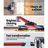 darrahopens Appliances > Vacuum Cleaners Devanti Handheld Vacuum Cleaner Cordless Stick Handstick Vac Bagless 2-Speed Headlight Red