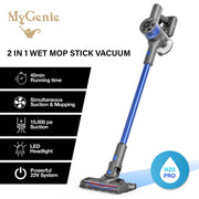 darrahopens Appliances > Vacuum Cleaners MyGenie H20 PRO Wet Mop 2-IN-1 Cordless Stick Vacuum Cleaner Handheld Recharge - Blue