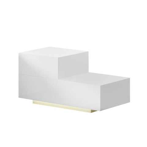 darrahopens Artiss Bedside Tables 2 Drawers Side Table RGB LED High Gloss Nightstand White