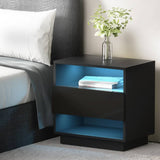 darrahopens Artiss Bedside Tables Side Table RGB LED Drawers Nightstand High Gloss Black