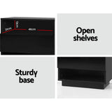 darrahopens Artiss Bedside Tables Side Table RGB LED Drawers Nightstand High Gloss Black