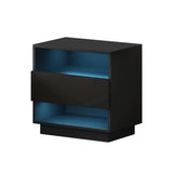darrahopens Artiss Bedside Tables Side Table RGB LED Drawers Nightstand High Gloss Black