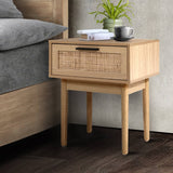 darrahopens Artiss Bedside Tables Table 1 Drawer Storage Cabinet Rattan Wood Nightstand