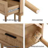 darrahopens Artiss Bedside Tables Table 1 Drawer Storage Cabinet Rattan Wood Nightstand
