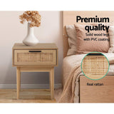 darrahopens Artiss Bedside Tables Table 1 Drawer Storage Cabinet Rattan Wood Nightstand