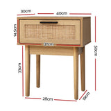 darrahopens Artiss Bedside Tables Table 1 Drawer Storage Cabinet Rattan Wood Nightstand