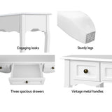 darrahopens Artiss Hall Console Table Hallway Side Dressing Entry Wooden French Drawer White