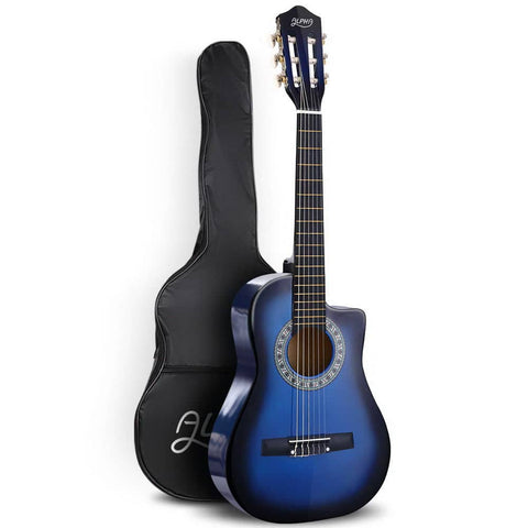 darrahopens Audio & Video > Musical Instrument & Accessories Alpha 34" Inch Guitar Classical Acoustic Cutaway Wooden Ideal Kids Gift Children 1/2 Size Blue