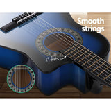 darrahopens Audio & Video > Musical Instrument & Accessories Alpha 34" Inch Guitar Classical Acoustic Cutaway Wooden Ideal Kids Gift Children 1/2 Size Blue with Capo Tuner