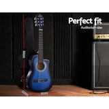 darrahopens Audio & Video > Musical Instrument & Accessories Alpha 34" Inch Guitar Classical Acoustic Cutaway Wooden Ideal Kids Gift Children 1/2 Size Blue with Capo Tuner