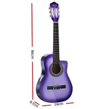 darrahopens Audio & Video > Musical Instrument & Accessories Alpha 34" Inch Guitar Classical Acoustic Cutaway Wooden Ideal Kids Gift Children 1/2 Size Purple