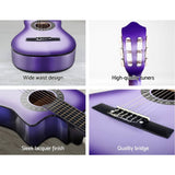 darrahopens Audio & Video > Musical Instrument & Accessories Alpha 34" Inch Guitar Classical Acoustic Cutaway Wooden Ideal Kids Gift Children 1/2 Size Purple with Capo Tuner