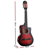 darrahopens Audio & Video > Musical Instrument & Accessories Alpha 34" Inch Guitar Classical Acoustic Cutaway Wooden Ideal Kids Gift Children 1/2 Size Red