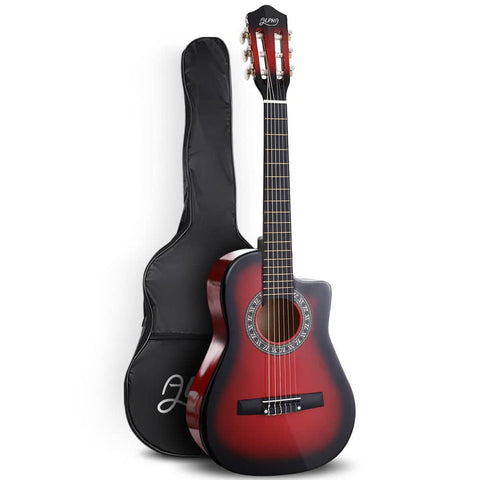 darrahopens Audio & Video > Musical Instrument & Accessories Alpha 34" Inch Guitar Classical Acoustic Cutaway Wooden Ideal Kids Gift Children 1/2 Size Red