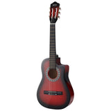 darrahopens Audio & Video > Musical Instrument & Accessories Alpha 34" Inch Guitar Classical Acoustic Cutaway Wooden Ideal Kids Gift Children 1/2 Size Red with Capo Tuner