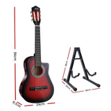 darrahopens Audio & Video > Musical Instrument & Accessories Alpha 34" Inch Guitar Classical Acoustic Cutaway Wooden Ideal Kids Gift Children 1/2 Size Red with Capo Tuner
