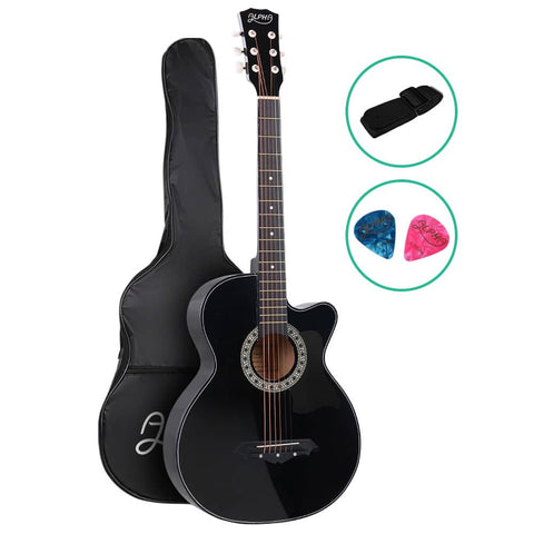 darrahopens Audio & Video > Musical Instrument & Accessories ALPHA 38 Inch Wooden Acoustic Guitar Black