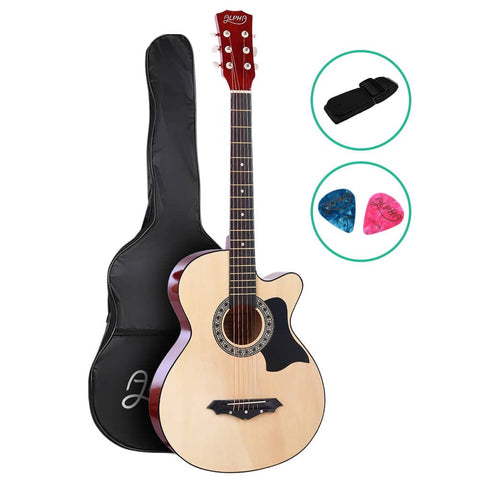 darrahopens Audio & Video > Musical Instrument & Accessories ALPHA 38 Inch Wooden Acoustic Guitar Natural Wood