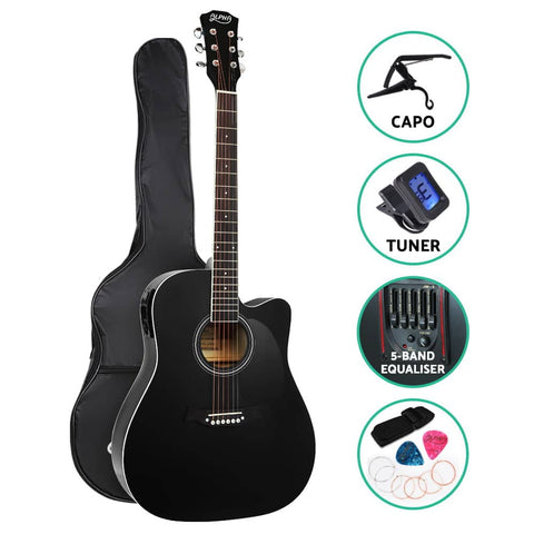 darrahopens Audio & Video > Musical Instrument & Accessories Alpha 41" Inch Electric Acoustic Guitar Wooden Classical Full Size EQ Capo Black