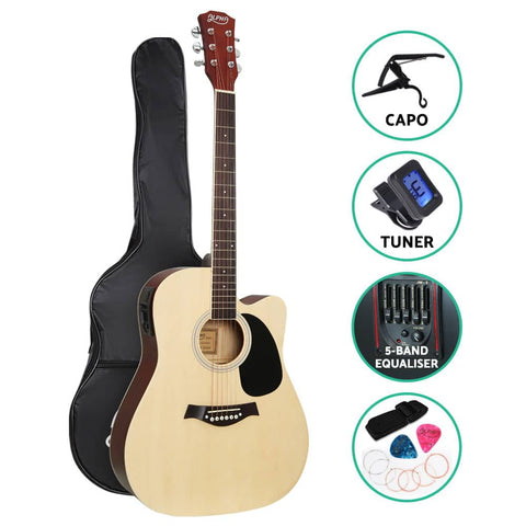 darrahopens Audio & Video > Musical Instrument & Accessories Alpha 41" Inch Electric Acoustic Guitar Wooden Classical with Pickup Capo Tuner Bass Natural