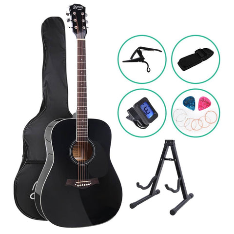 darrahopens Audio & Video > Musical Instrument & Accessories ALPHA 41 Inch Wooden Acoustic Guitar with Accessories set Black