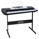 darrahopens Audio & Video > Musical Instrument & Accessories Alpha 61 Keys Electronic Piano Keyboard LED Electric Silver with Music Stand for Beginner
