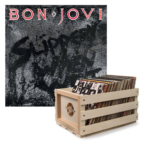 Darrahopens Audio & Video > Musical Instrument & Accessories Crosley Record Storage Crate & Bon Jovi Slippery When Wet - Vinyl Album Bundle