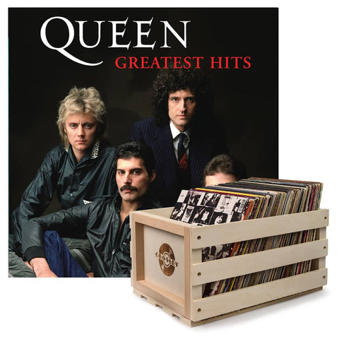 Darrahopens Audio & Video > Musical Instrument & Accessories Crosley Record Storage Crate & Queen Greatest Hits - Double Vinyl Album Bundle