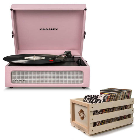 Darrahopens Audio & Video > Musical Instrument & Accessories Crosley Voyager Amethyst - Bluetooth Portable Turntable  & Record Storage Crate