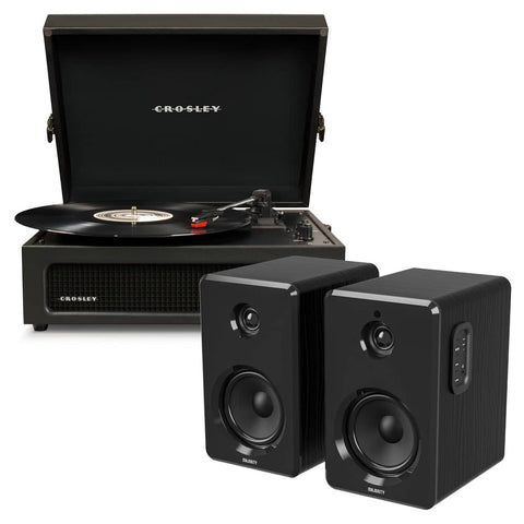 Darrahopens Audio & Video > Musical Instrument & Accessories Crosley Voyager Bluetooth Portable Turntable - Black + Bundled Majority D40 Bluetooth Speakers - Black