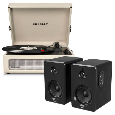 Darrahopens Audio & Video > Musical Instrument & Accessories Crosley Voyager Bluetooth Portable Turntable - Dune + Bundled Majority D40 Bluetooth Speakers - Black