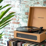 Darrahopens Audio & Video > Musical Instrument & Accessories Crosley Voyager Bluetooth Portable Turntable - Tan + Bundled Crosley Record Storage Display Stand