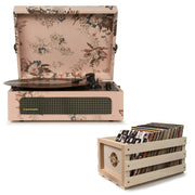 Darrahopens Audio & Video > Musical Instrument & Accessories Crosley Voyager Floral - Bluetooth Portable Turntable  & Record Storage Crate
