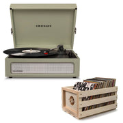 Darrahopens Audio & Video > Musical Instrument & Accessories Crosley Voyager Sage - Bluetooth Portable Turntable  & Record Storage Crate