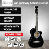 Darrahopens Audio & Video > Musical Instrument & Accessories Karrera 38in Pro Cutaway Acoustic Guitar with Carry Bag - Black